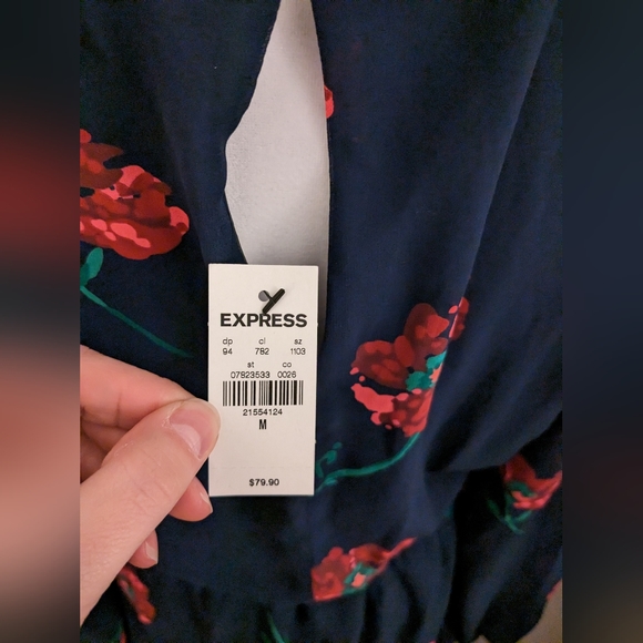 Express - Medium - Blue Floral Mini Dress - Picture 3 of 3